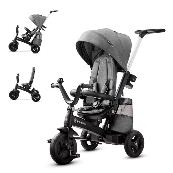 Kinderkraft EASYTWIST 5-in-1 Convertible Toddler Tricycle Baby Trike with 360° Swivel Seat, Parent Push Handle, 9 Months to 5 Years