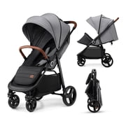 Kinderkraft GRANDE PLUS Baby Stroller, Lie-Flat Recline, One-Hand Fold, Reversible Seat, Full-Size Convertible Stroller, Newborn to 48 lbs