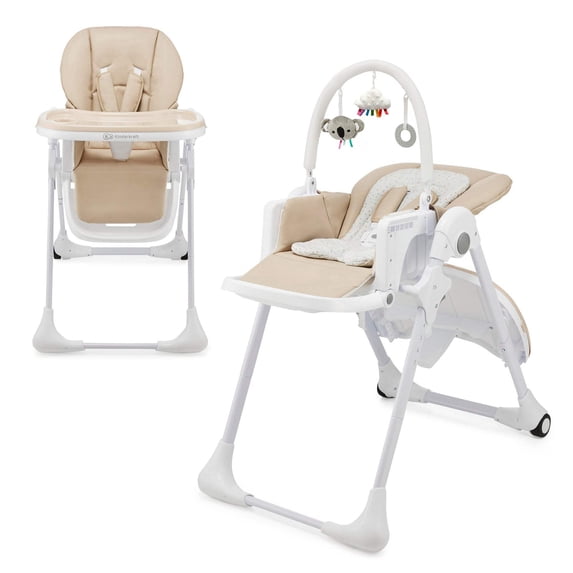 Kinderkraft TUMMIE High Chair, 2-in-1 Convertible Infant Bouncer, Baby Feeding Chair with Adjustable Height, Birth to 33 lbs