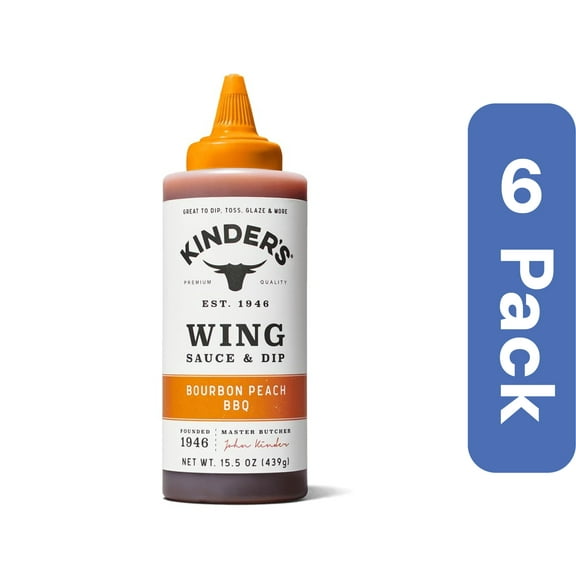 Kinders Bourbon Peach BBQ Wing Sauce 15.5 oz (Pack Of 6)