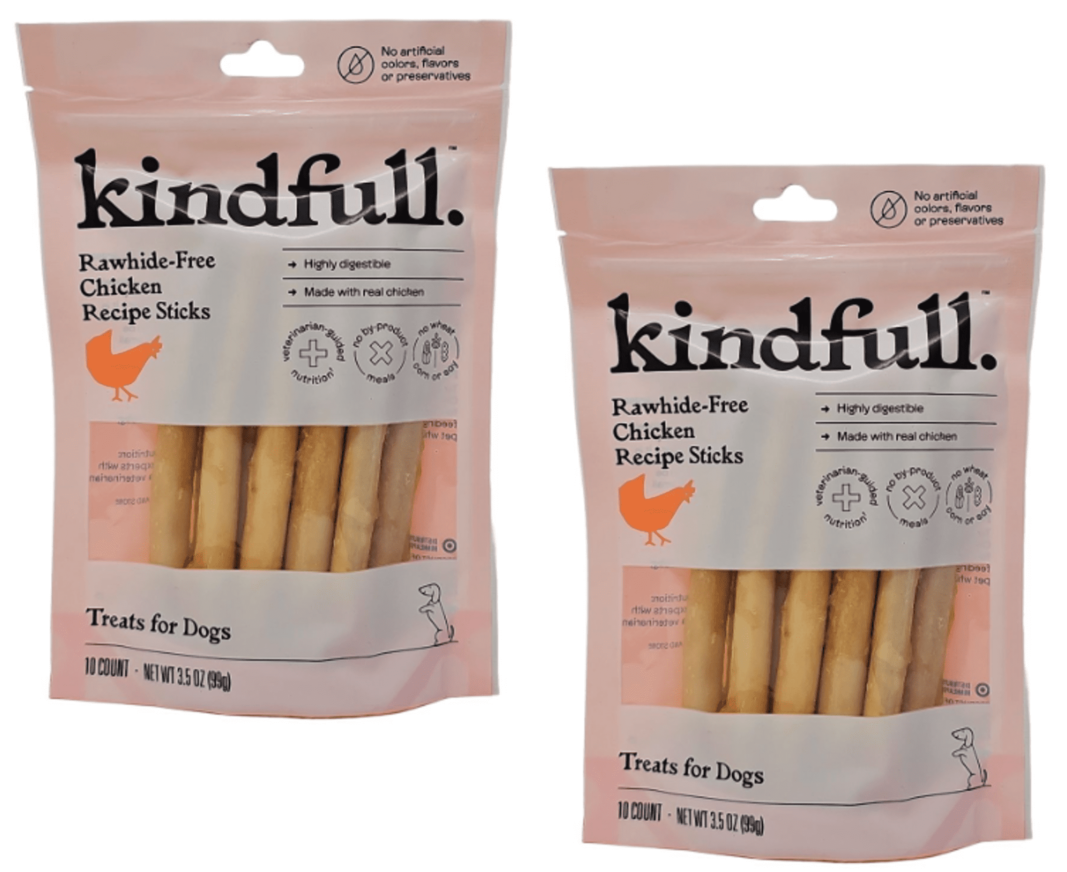 Kindfull Rawhide Free Chicken Recipe Sticks Dog Treats, 3.5oz (Pack of 2)