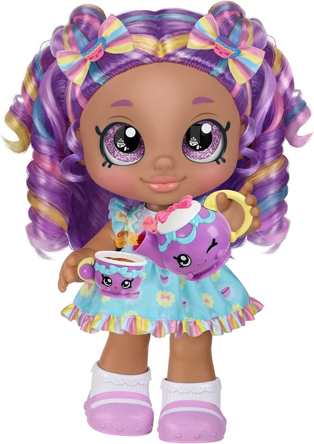 Kindi Kids Kirstea & Tea Party Set. Toddler Doll with Changeable Clothes Plus 11 Shopkins Accessories. Includes Playmat 24 in x 24 in - Exclusive