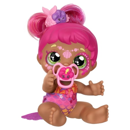 Kindi Kids Magic Baby Sister Baby Doll Tulla Tropics Mermaid with Face Paint Reveal, Girls, Ages 3 +