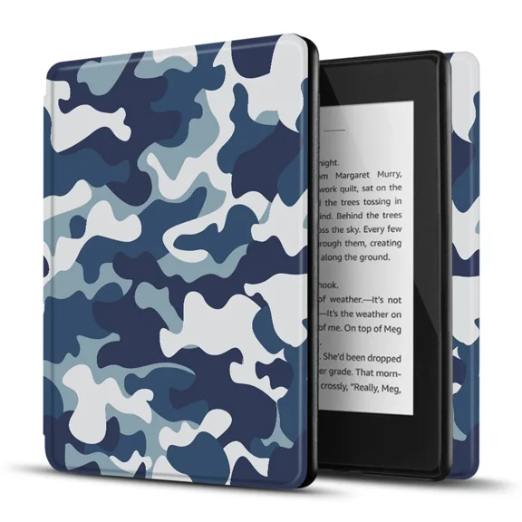 BUTTERFLY- Kindle 10 Gen E-Reader Case Slim Light Smart Cover Auto Sleep Wake Camo Blue