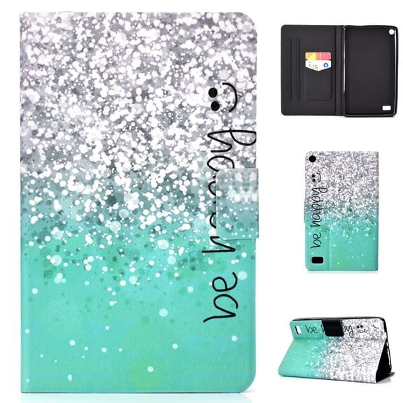 Kindle Fire 7-inch 2015/ 2017 Case, Allytech Smart Folio Stand Wallet Shell Cover with Auto Sleep Wake Feature for Amazon Kindle Fire 7"(5th/ 7th Generation, 2015/ 2017 Release), Green Sand