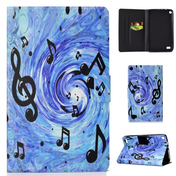 Kindle Fire 7-inch 2015/2017 Wallet Case, Allytech PU Leather Folio Multi Angles Stand Smart Cover for Amazon Kindle Fire 7-inch 7th 5th Generation Tablet, Music