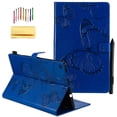 thumbnail image 1 of Kindle Fire HD 10 2017 Release Case, Allytech Embossed with Butterfly Series Folio Stand Wallet Case with Cards/Cash Holder for Amazon Kindle Fire HD 10.1" 7th Generation 2017 Version Tablet, Blue, 1 of 7