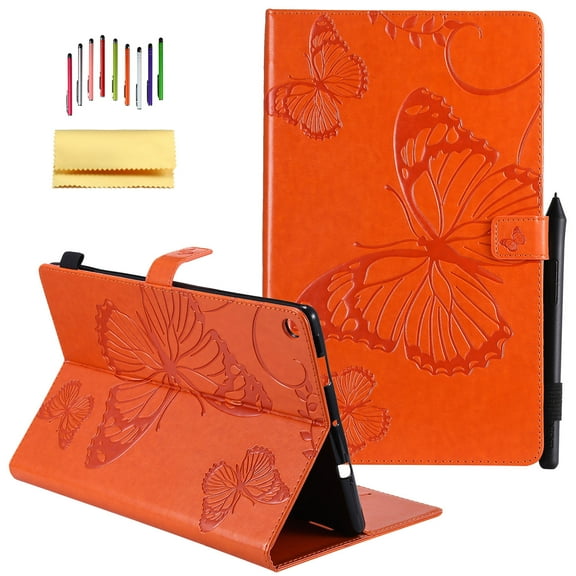 Kindle Fire HD 10 2017 Release Case, Allytech Embossed with Butterfly Series Folio Stand Wallet Case with Cards/Cash Holder for Amazon Kindle Fire HD 10.1" 7th Generation 2017 Version Tablet, Orange