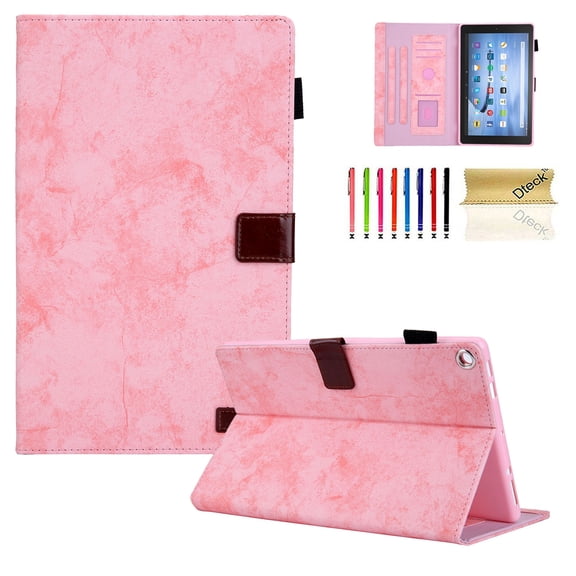 Kindle Fire HD 10 Case - Dteck Folio PU Leather Smart Case Cover with Auto Wake/Sleep , Multiple Angles Viewing, for All-New Kindle Fire HD 10.1" Tablet (7th Generation, 2017 Release), Pink