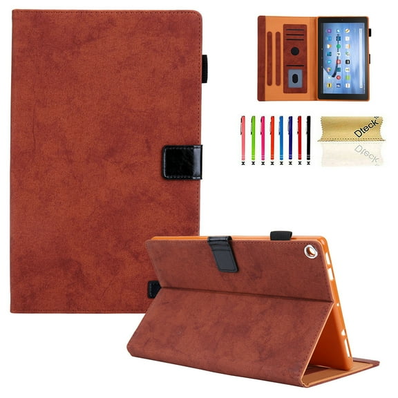 Kindle Fire HD 10 Case - Dteck Folio PU Leather Smart Case Cover with Auto Wake/Sleep , Multiple Angles Viewing, for All-New Kindle Fire HD 10.1" Tablet (7th Generation, 2017 Release), Brown