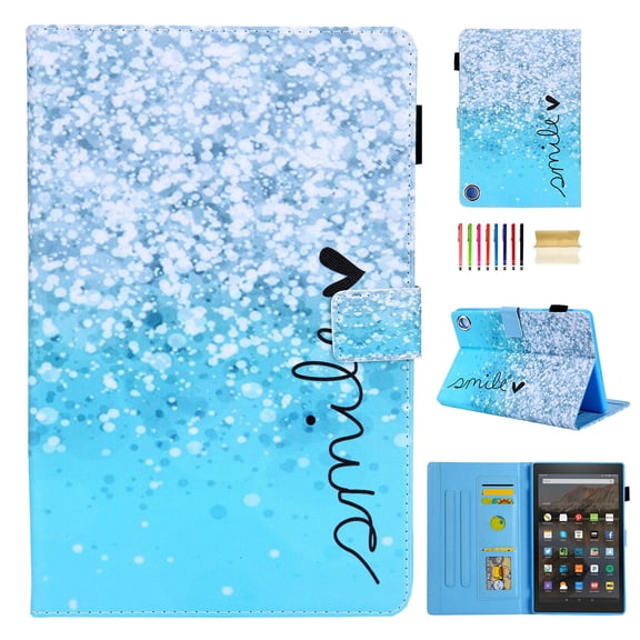 Kindle Fire HD 8" 2020 Case, Dteck PU Leather Folio Flip Stand Case With Built-in Card Slots Compatible With All-New Amazon Fire HD 8 / HD 8 Plus Tablet (10th Generation 2020), Smile