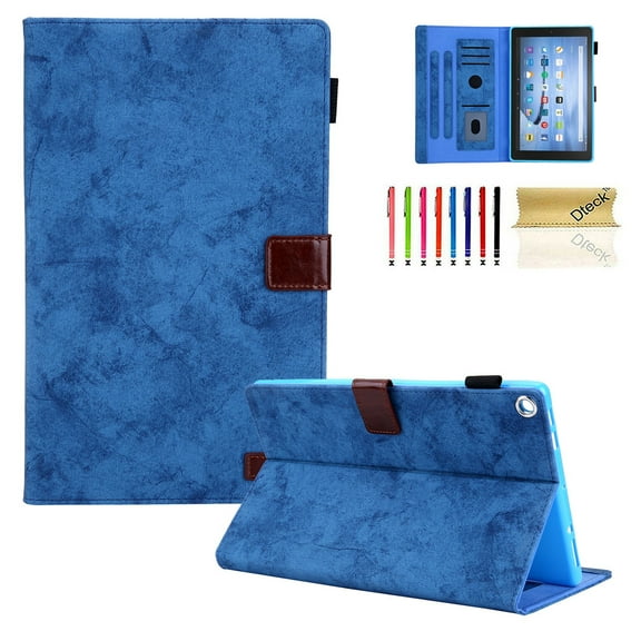 Kindle Fire HD 8 Case - Dteck Folio PU Leather Smart Case Cover with Auto Wake/Sleep & Card Slots, for All-New Kindle Fire HD 8" (8th Generation 2018 /6th Generation 2016/7th Generation 2017), Blue