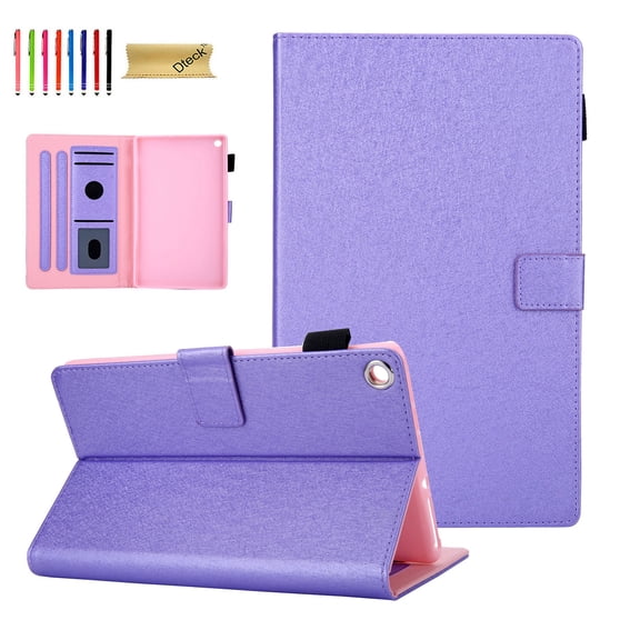 Kindle Fire HD 8 Case, Dteck PU Leather Magnetic Flip Folio Stand Case Cover Built-in Card Slots For Amazon Fire HD 8 (8th Generation 2018/7th Generation 2017/6th Generation 2016), Purple