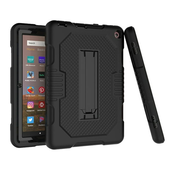 Kindle Fire HD 8 Case, Kindle Fire HD 8 Plus Case, 2020 10th Gen Solid Kickstand Shock Resistant Multiple Layers New (DFH) for Kindle Fire HD 8 Case, Kindle Fire 8 Plus HD Case Black