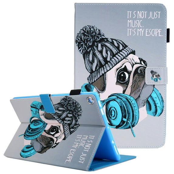 Kindle Fire HD8 2018/2017/2016 Case with Pen Holder, Allytech Slim PU Leather Shockproof Smart Folding Stand Wallet Cover for Amazon Fire HD 8 8th/7th/6th Gen 2018/2017/2016, Music Cat