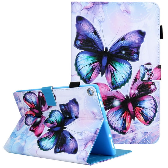 Kindle Fire HD8 2018/2017/2016 Case with Pen Holder, Allytech Slim PU Leather Shockproof Smart Folding Stand Wallet Cover for Amazon Fire HD 8 8th/7th/6th Gen 2018/2017/2016, Butterfly