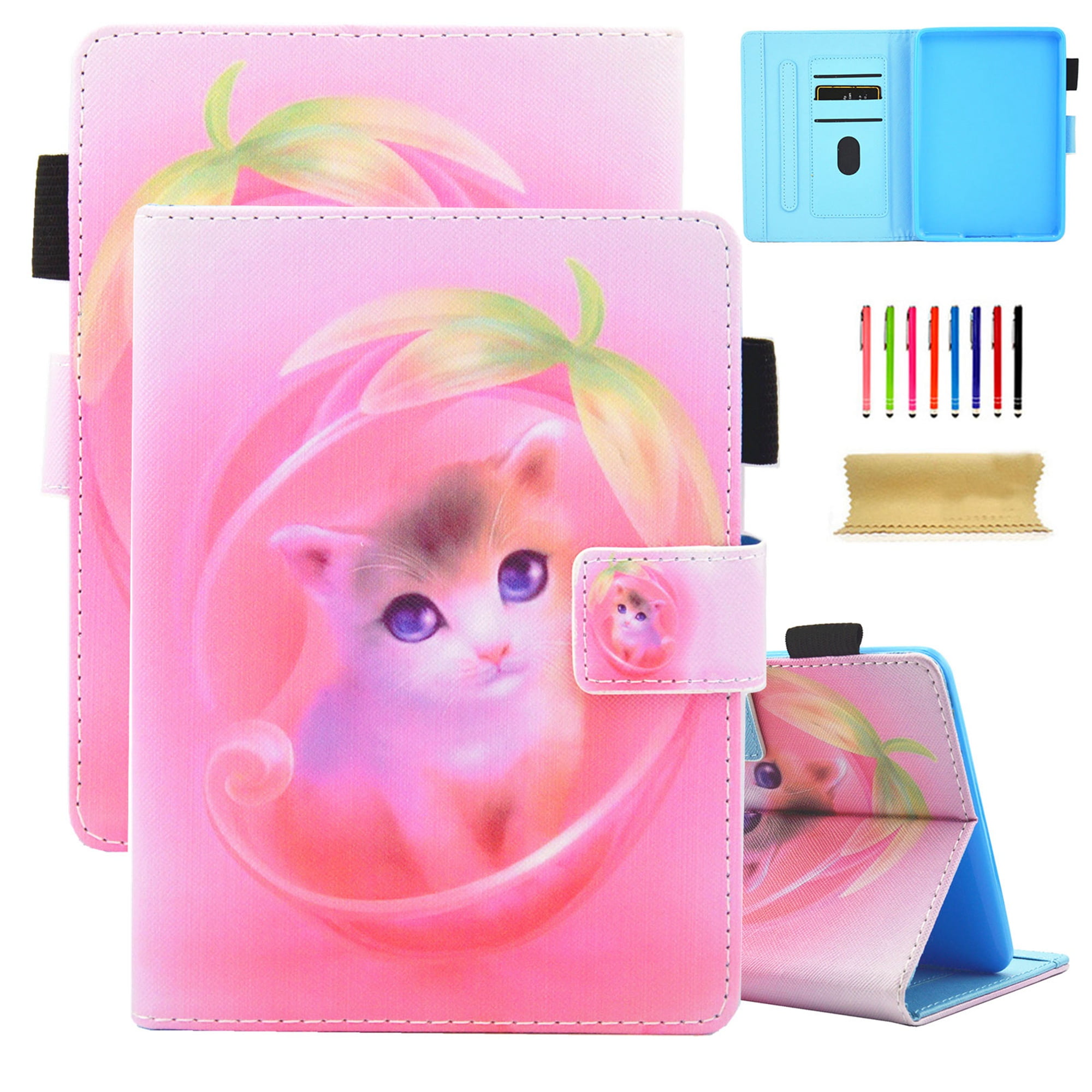 Cheap Tablet Case Capa For Kindle 11th Generation 2022 Case 6 Emboss 3D  Flower Cat Wallet Ebook Cover For Funda Kindle 2022 Case 6 Inch C2V2L3