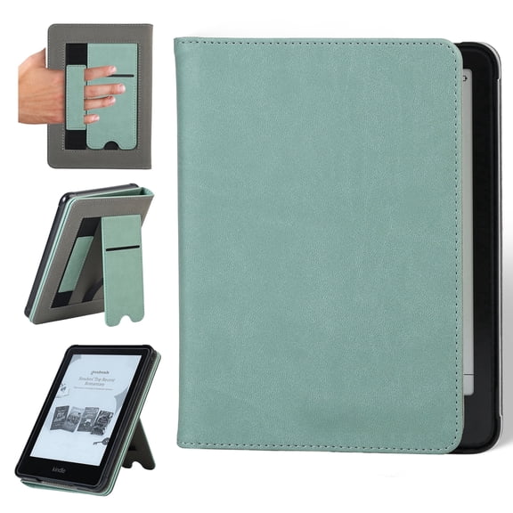 Case for Kindle Paperwhite 7” (12th Gen, 2024) & Kindle Colorsoft – Vegan Leather, Magnetic, Stand, Hand Strap, Auto Sleep/Wake (Sage)