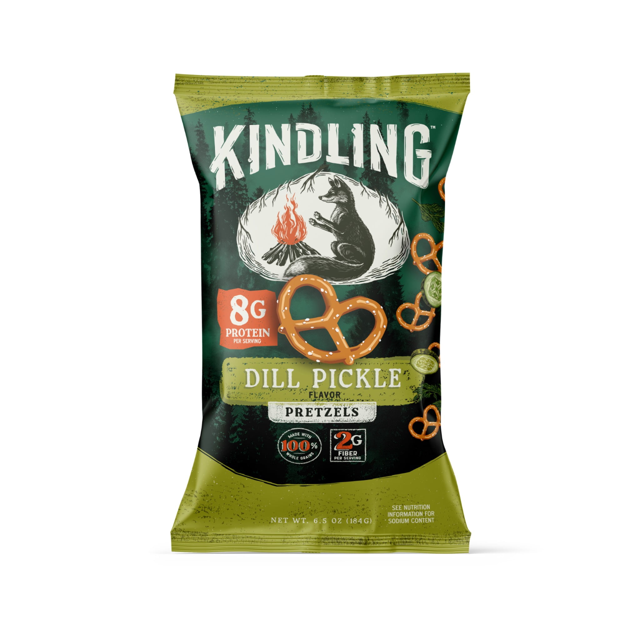 Kindling Protein Pretzels, Dill Pickle, 6.5 oz Bag