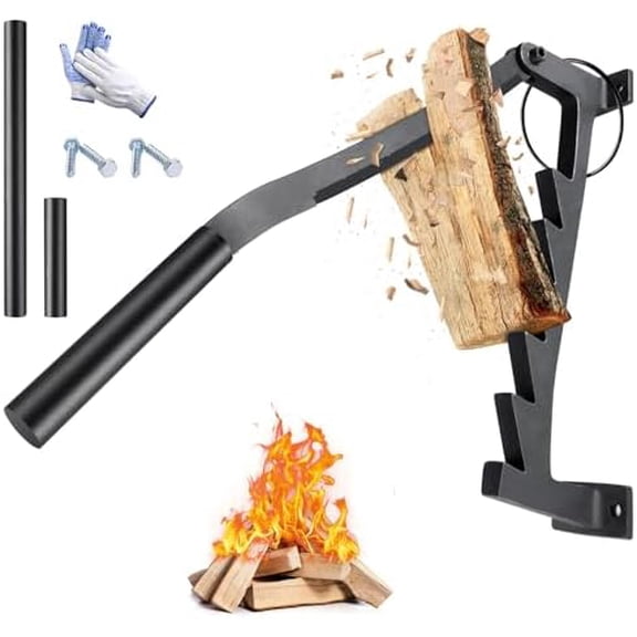 Kindling Splitter for Wood, Wall Mounted Manual Firewood Splitte, Log Splitter Wood with Extended Handle, High-Efficiency Labor-Saving Firewood Splitter for Indoor and Outdoor Camping$$Tools