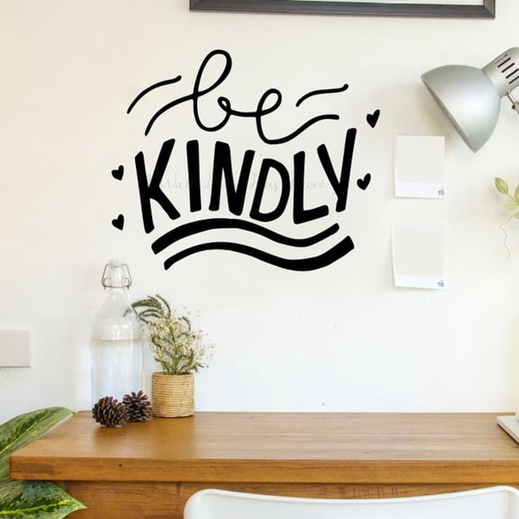 Be Kindly Quote Decals for Wall - Die-Cut Vinyl Wall Art for Positivity - Quotes Wall Decor for Bedroom Bathroom Classroom - Matte Vinyl Wall Decal Sayings for Wall Decor, 23x19-Inch Black