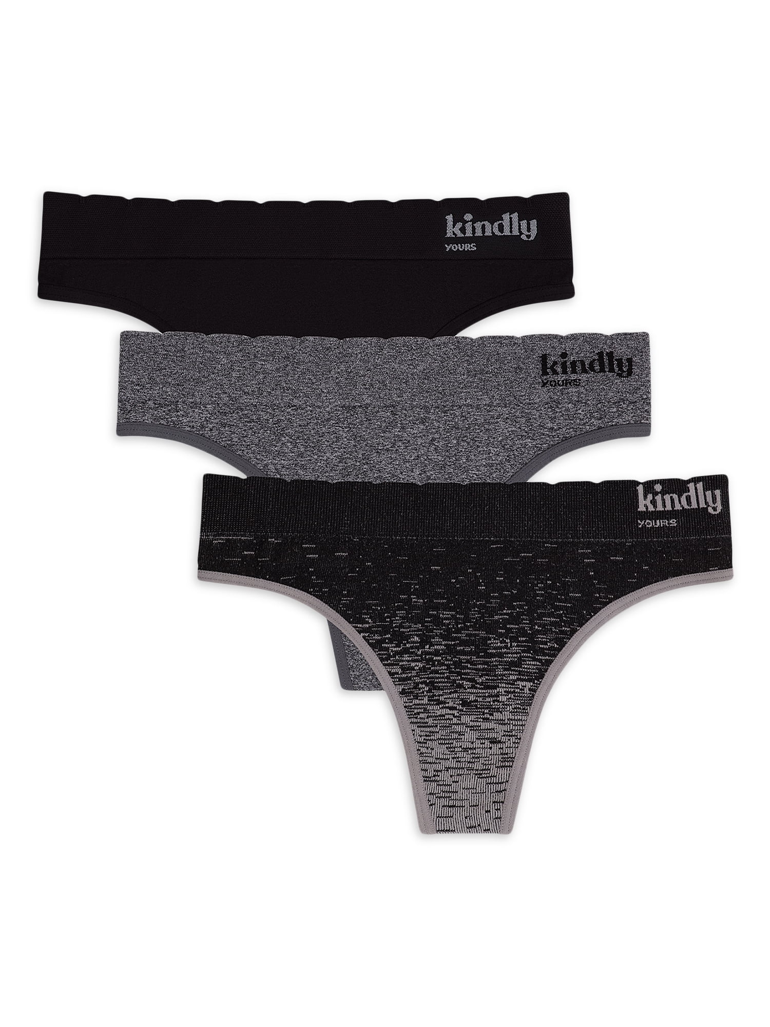 Kindly Yours Women's Seamless Thong Underwear 3-Pack, Sizes XS to