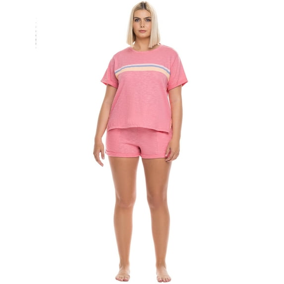 kindly Yours Colorblock Day & Night Short Sleeve Tee and Short Set (Women’s)