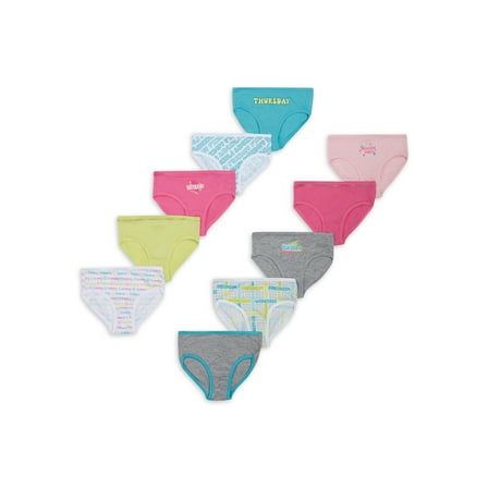 Kindly Yours Girl’s Cotton Brief Underwear, 10-Pack, Sizes S-XL