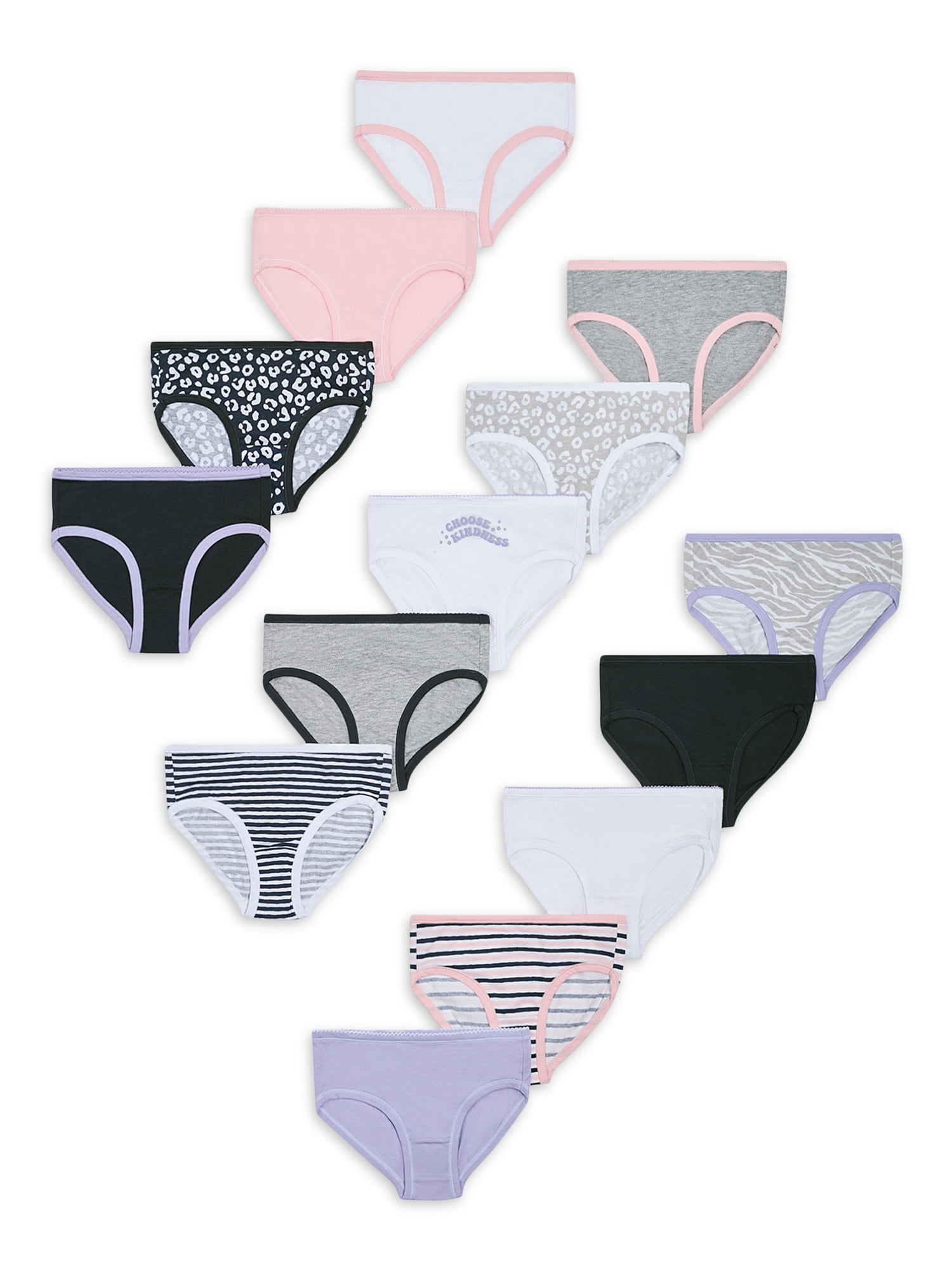 Kindly Yours Girl’s Cotton Brief Underwear, 14-Pack, Sizes S-XL