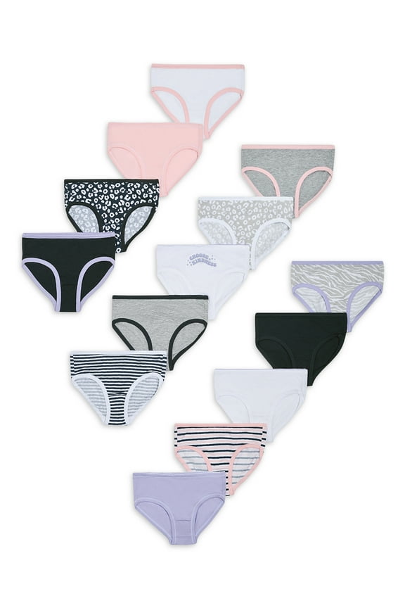 Girl’s Cotton Brief Underwear, 14-Pack, Sizes S-XL