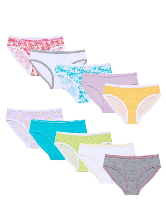 Girl’s Cotton Hipster Underwear, 10-Pack, Sizes S-XL