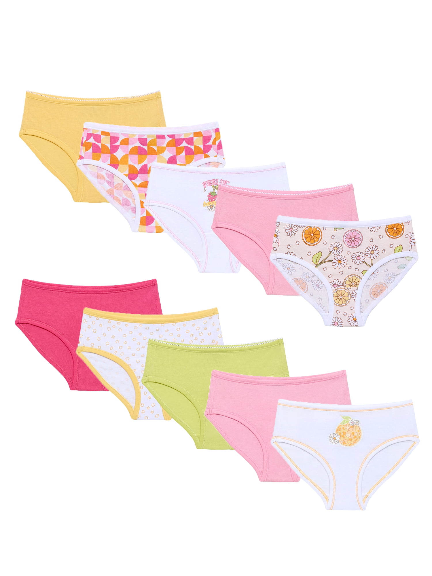 Kindly Yours Girl’s Cotton Brief Underwear, 10-pack, Sizes S-XL