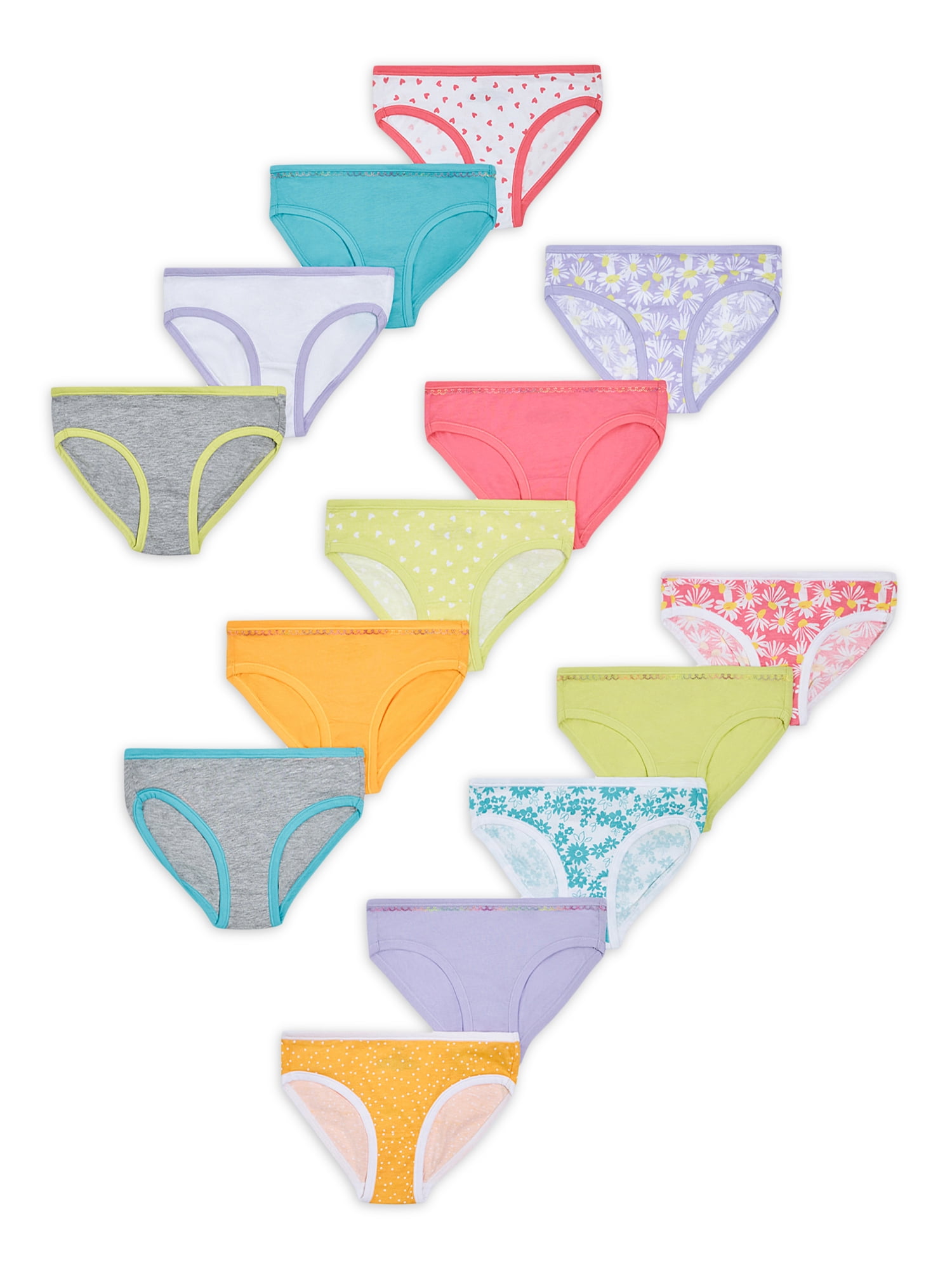 Kindly Yours Girl’s Cotton Hipster Underwear, 14-Pack, Sizes S-XL