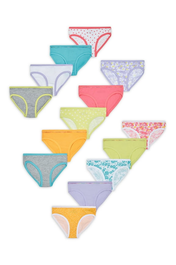 Girl’s Cotton Hipster Underwear, 14-Pack, Sizes S-XL