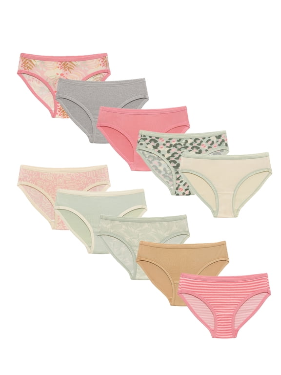 Girl’s Microfiber Hipster Underwear, 10-Pack, Sizes S-XL