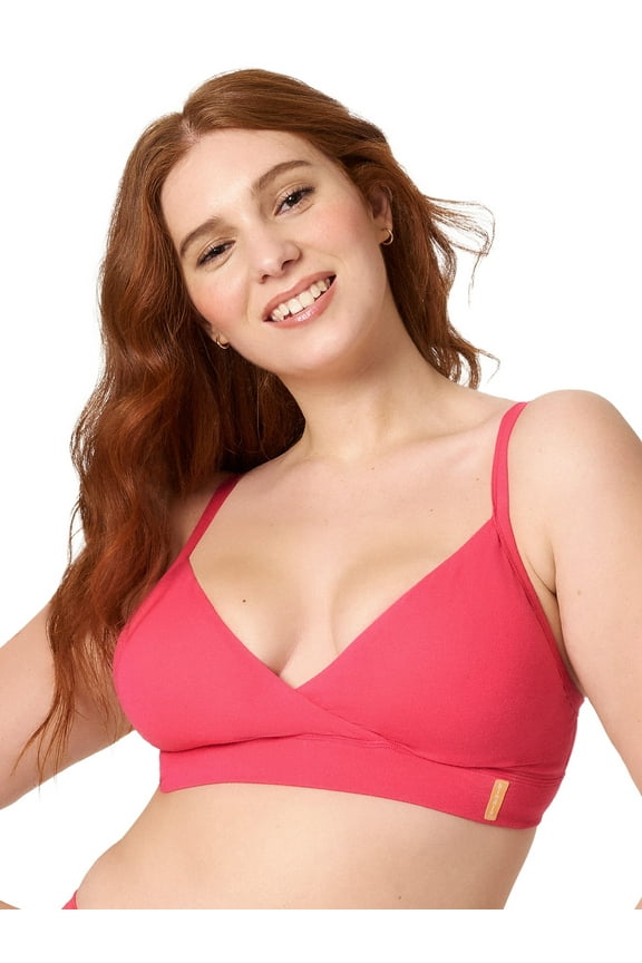 Natural Comfort Cotton Wire-Free Pullover Wrap Front Bralette, Sizes S-XXXL