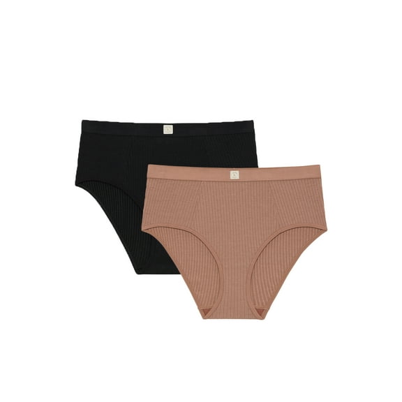 Kindly Yours Women’s So Comfy Rib High Leg Brief, 2-Pack, Sizes S-XXXL