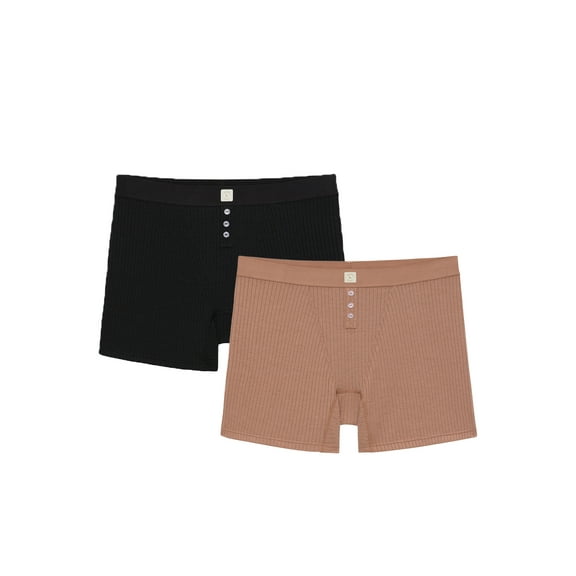 Kindly Yours Women’s So Comfy Rib Lounge Boxer, 2-Pack, Sizes S-XXXL