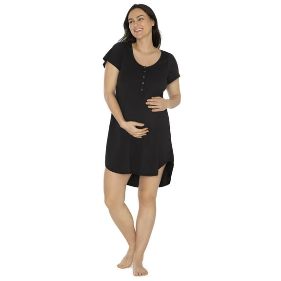Kindly Yours Women's Maternity Short Sleeve Cotton Modal Nursing Sleep Dress, Sizes S to XXXL