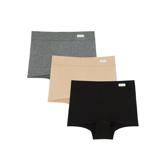 Kindly Yours Women’s Natural Comfort Cotton Modal Boyshort Underwear, 3-Pack, Sizes XS-XXXL