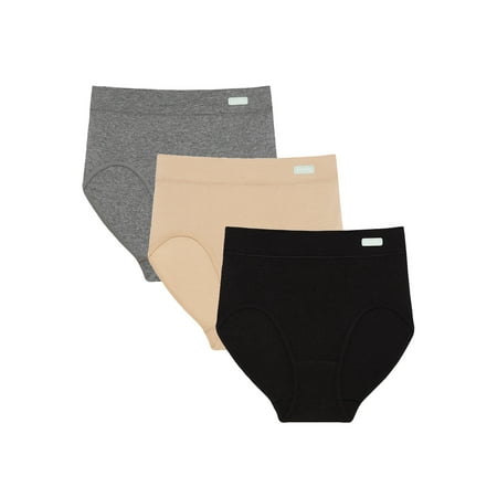 Kindly Yours Women’s Natural Comfort Cotton Modal Modern Brief Underwear, 3-Pack, Sizes XS-XXXL