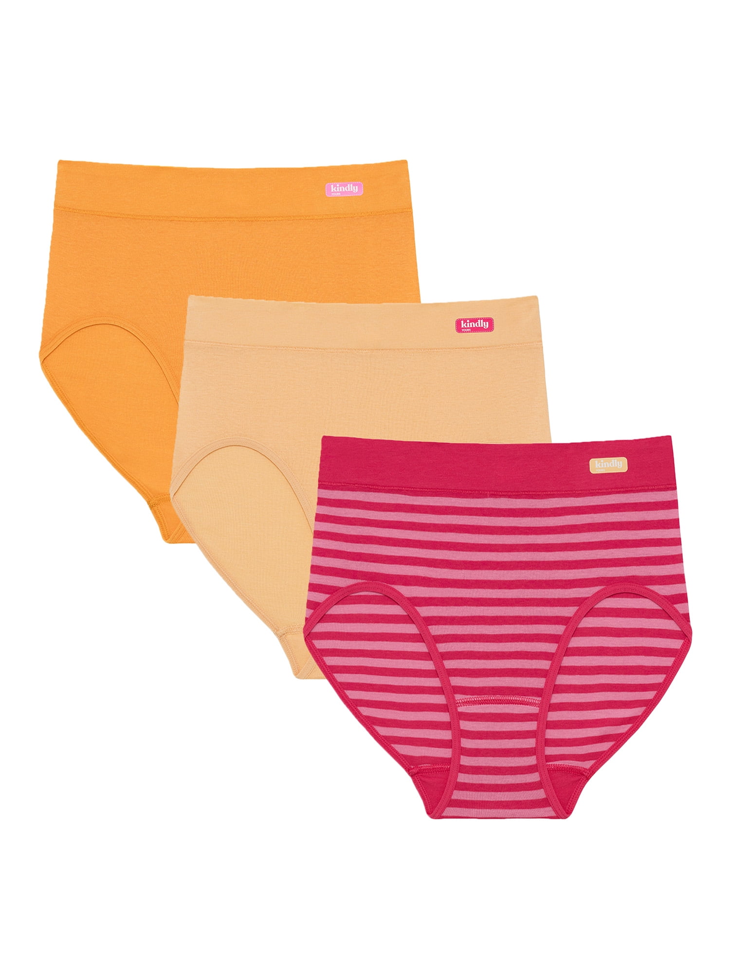 Kindly Yours Women’s Natural Comfort Cotton Modal Modern Brief Underwear, 3-Pack, Sizes XS-XXXL