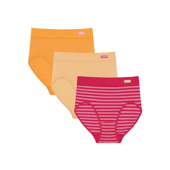 Kindly Yours Women’s Natural Comfort Cotton Modal Modern Brief Underwear, 3-Pack, Sizes XS-XXXL