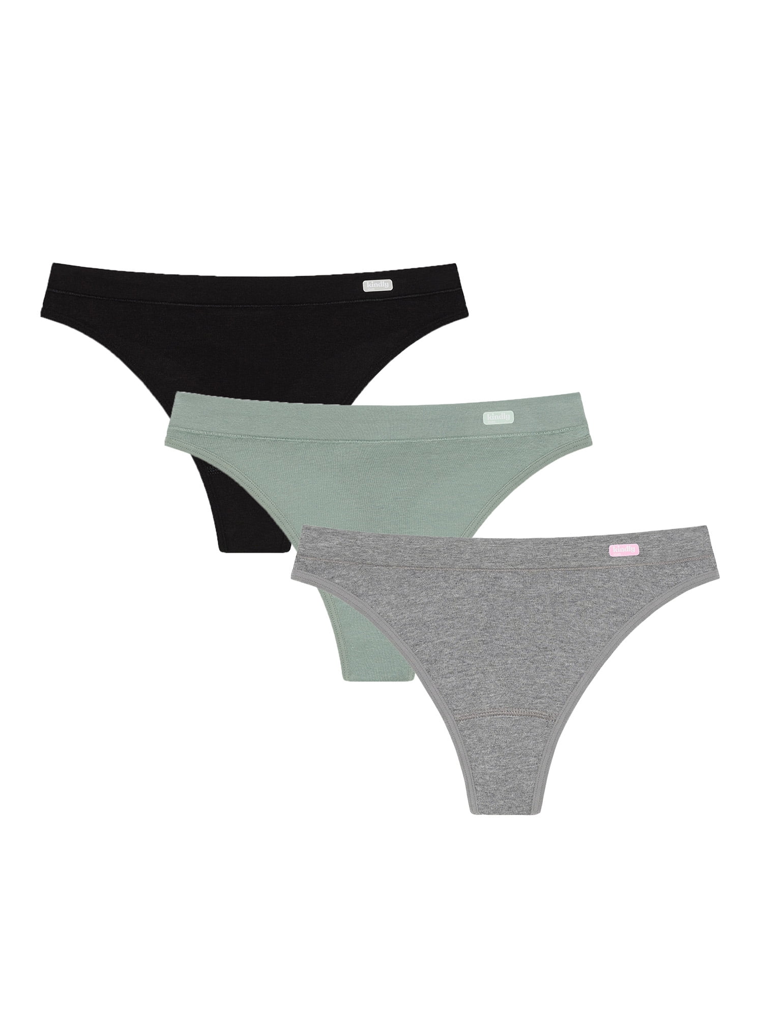 Kindly Yours Women’s Natural Comfort Cotton Modal Thong Underwear, 3-Pack, Sizes XS-XXXL