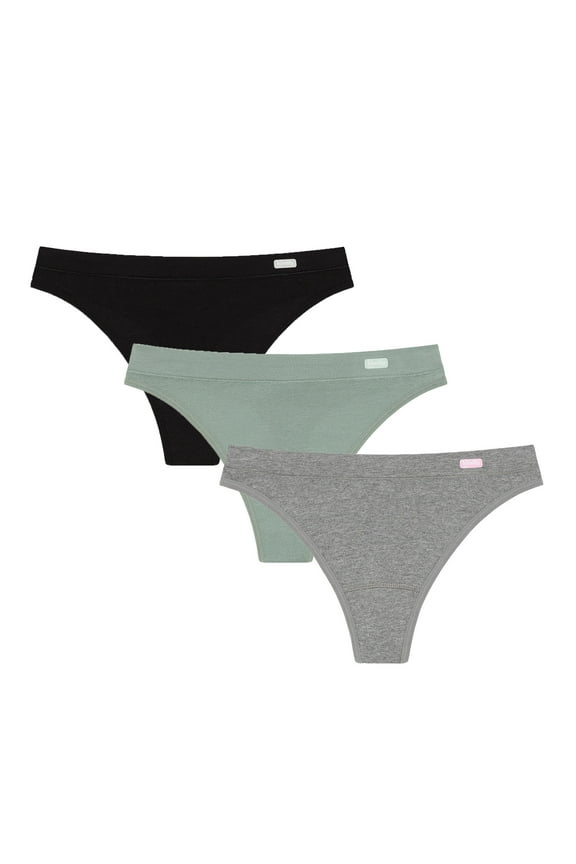 Women’s Natural Comfort Cotton Modal Thong Underwear, 3-Pack, Sizes XS-XXXL