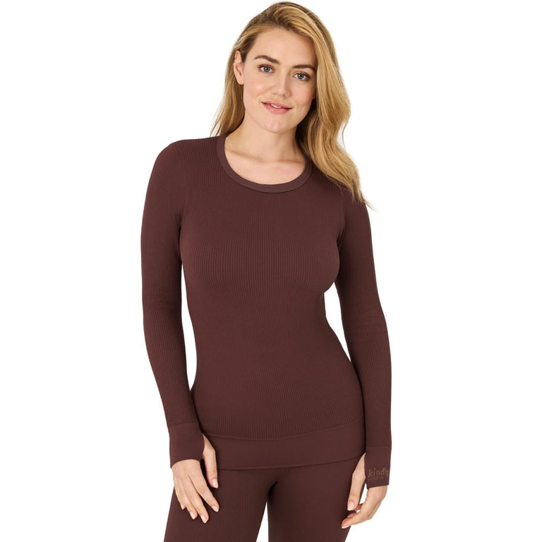 Kindly Yours Women's Seamless Rib Scoop Neck Thermal Top, up to Size XXXL 