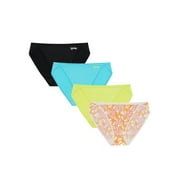 Kindly Yours Women s So Comfy Micro High Leg Bikini Underwear, 4-Pack, Sizes XS-L