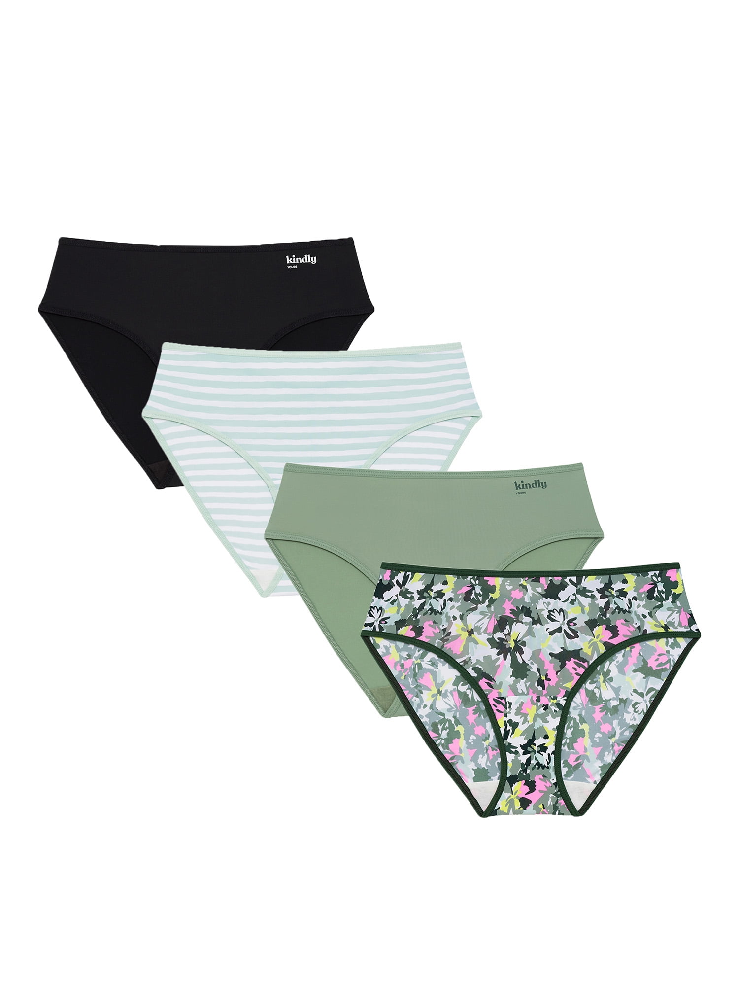 Kindly Yours Women’s So Comfy Micro Hipster Underwear, 4-Pack, Sizes XS-XXXL