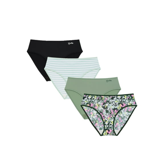 Kindly Yours Women’s So Comfy Micro Hipster Underwear, 4-Pack, Sizes XS-XXXL