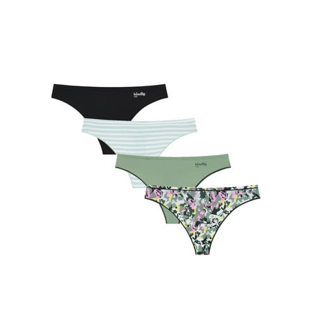 Kindly Yours Women’s So Comfy Micro Thong Underwear, 4-Pack, Sizes XS-XXXL